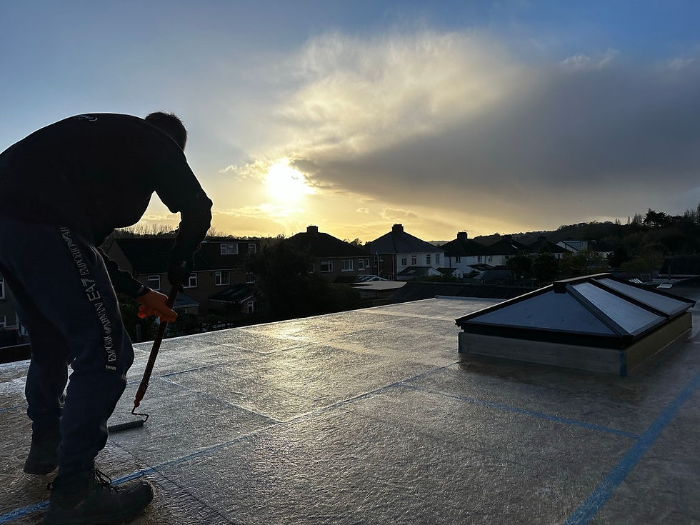 Eye-level view of a roofing contractor inspecting a tiled roof