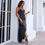 Thumbnail: Riva Solid Black Satin Cami Dress