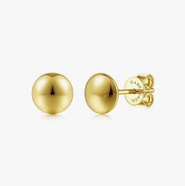 yellow gold button stud earrings