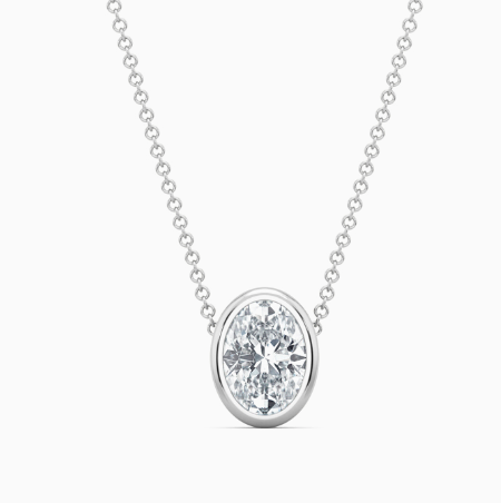 bezel mounted solitaire diamond necklace