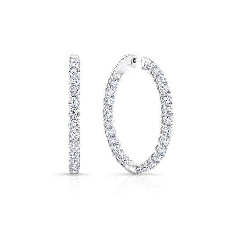 white gold and diamond inside-out hoop earrings