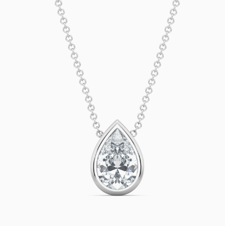 bezel mounted solitaire diamond necklace