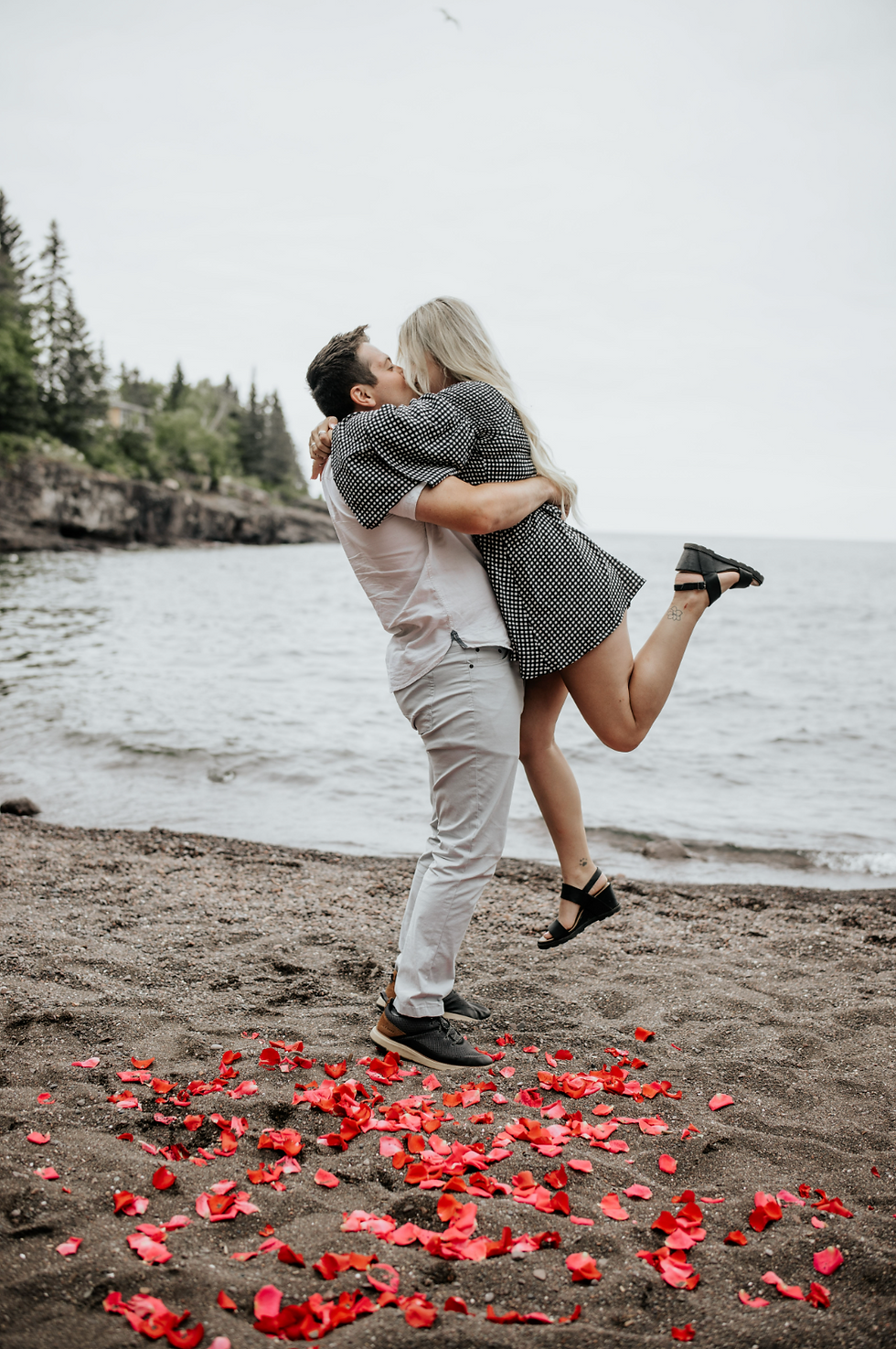 getting engaged at a lake