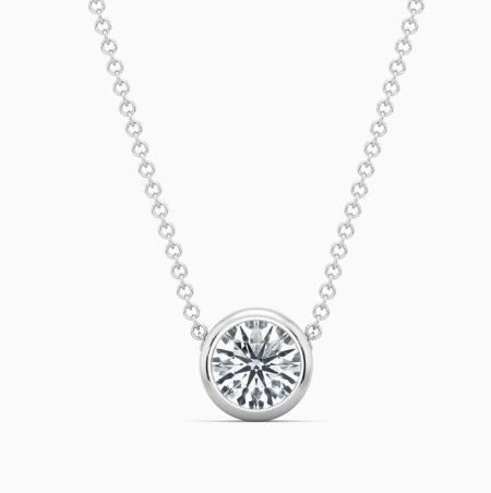 bezel mounted solitaire diamond necklace