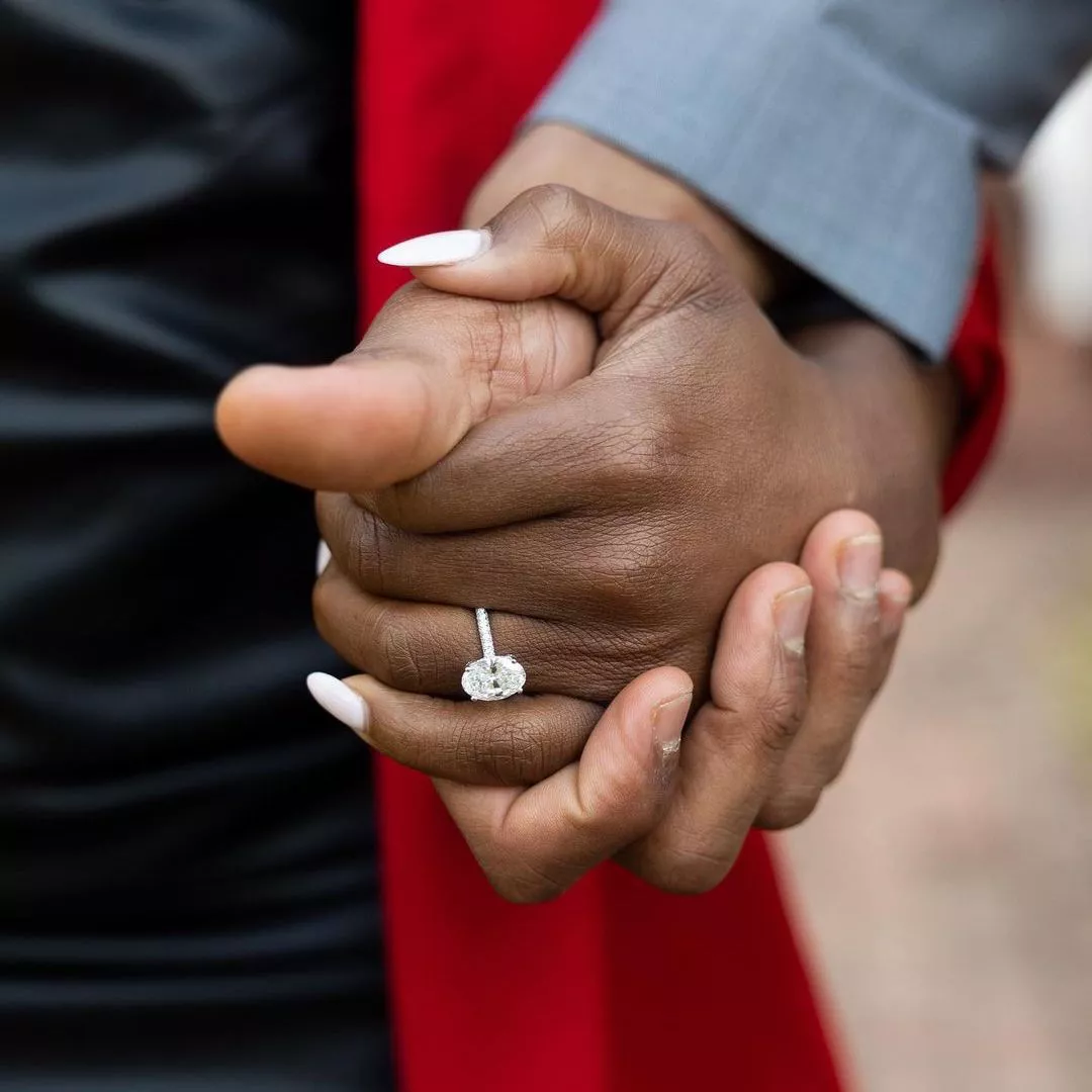 Simone Biles's oval engagement ring