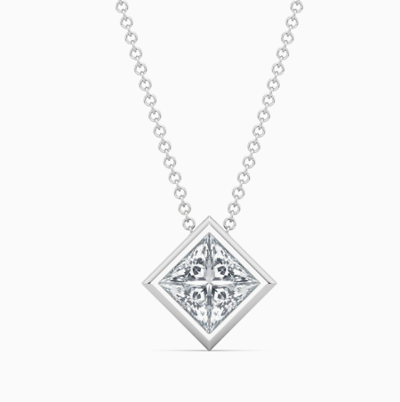 bezel mounted solitaire diamond necklace