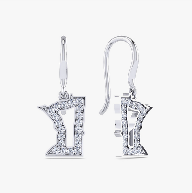 Minnesota Diamond and Sterling Silver Earrings
