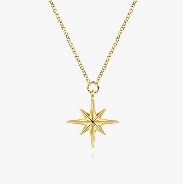 yellow gold starburst pendant necklace