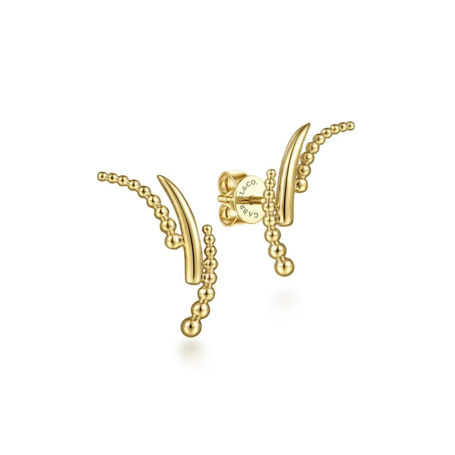 gold earrings, gold post climber earrings, gold spike earrings, mother's day gift