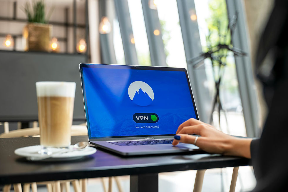 Person using a laptop with an active VPN connection to look for a airfare