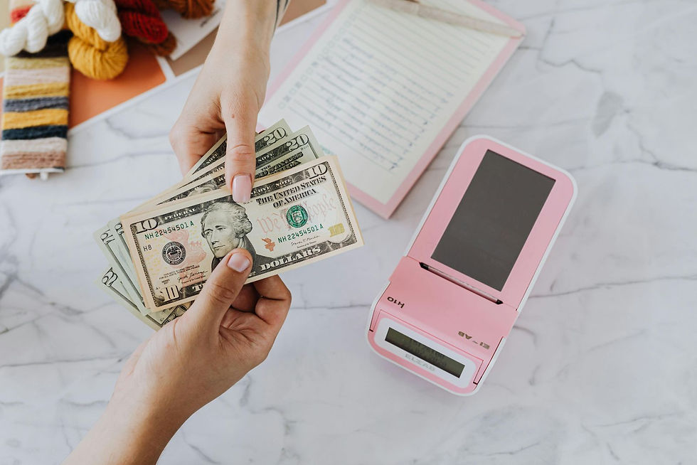 Traveler paying with cash to avoid room charges at a resort bar