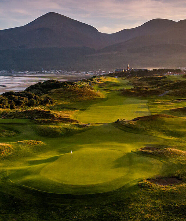 Golf course next to Slieve Donard Hotel in Newcastle, Northern Ireland