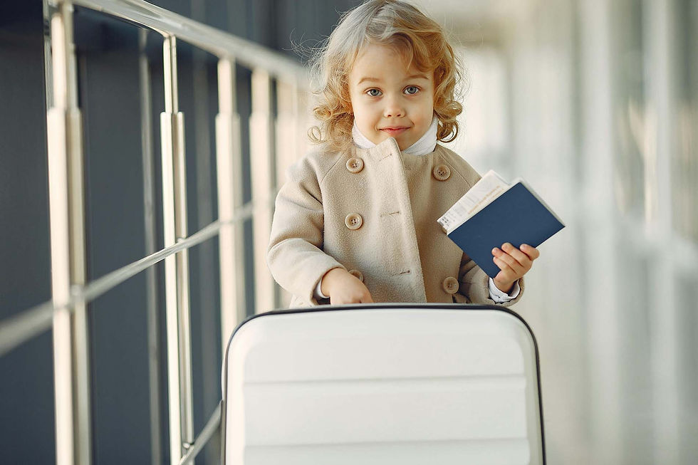 Smiling traveler ready to board flight after saving money on airfare