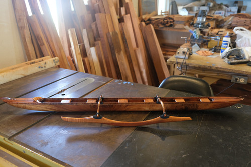 Large Solid Koa Racing Canoe with Maple Inlay | Kalai Koa Woods