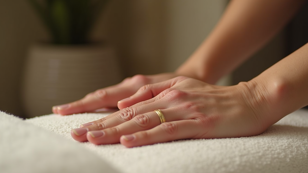 Close-up view of a therapist’s hands performing a Kasai massage technique