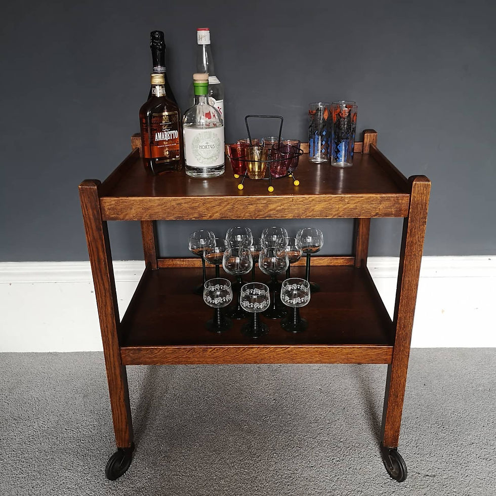 Vintage 1940s Oak Drinks Hostess Trolley