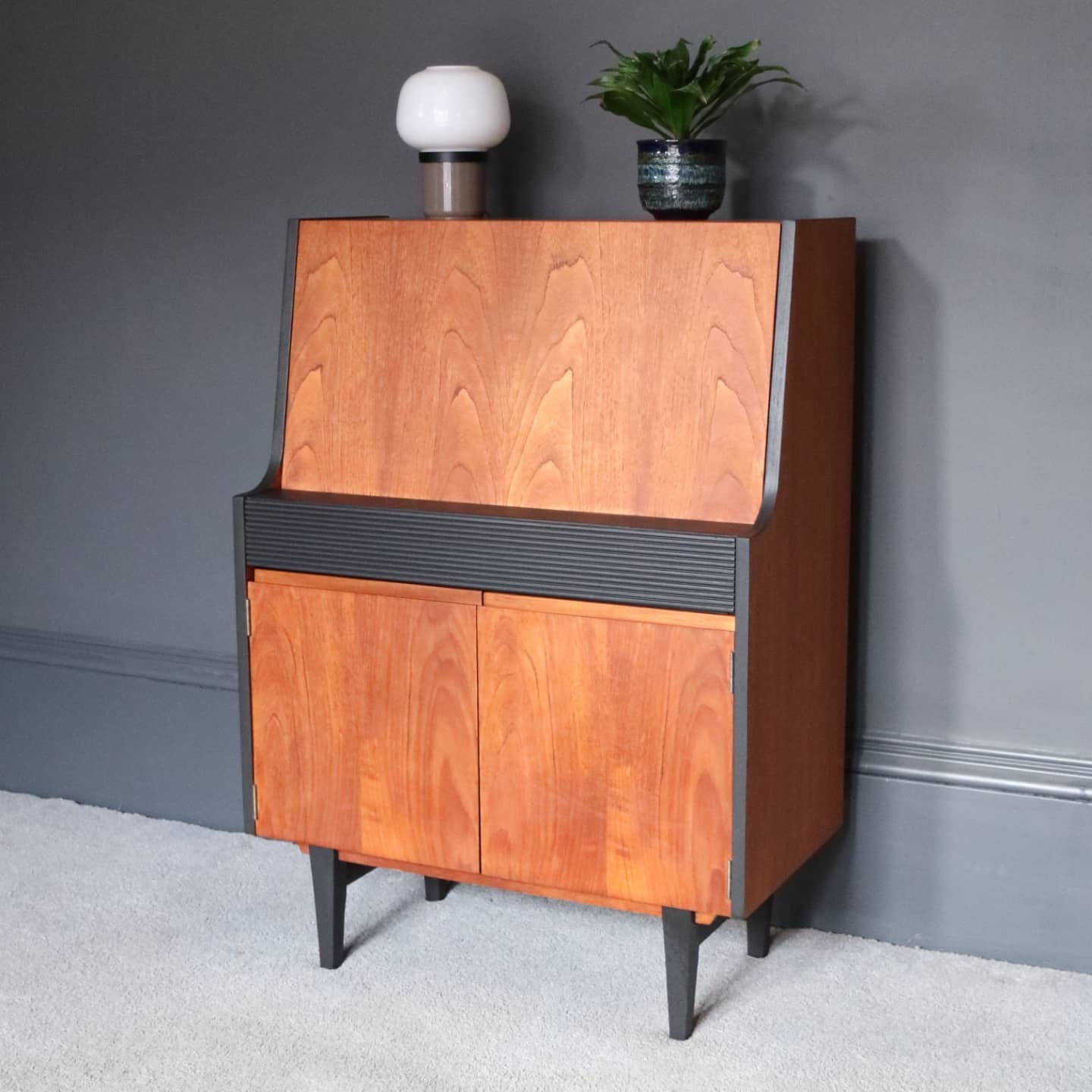 Vintage Mid Century Teak Bureau by Elliots of Newbury. Fully Refurbished.