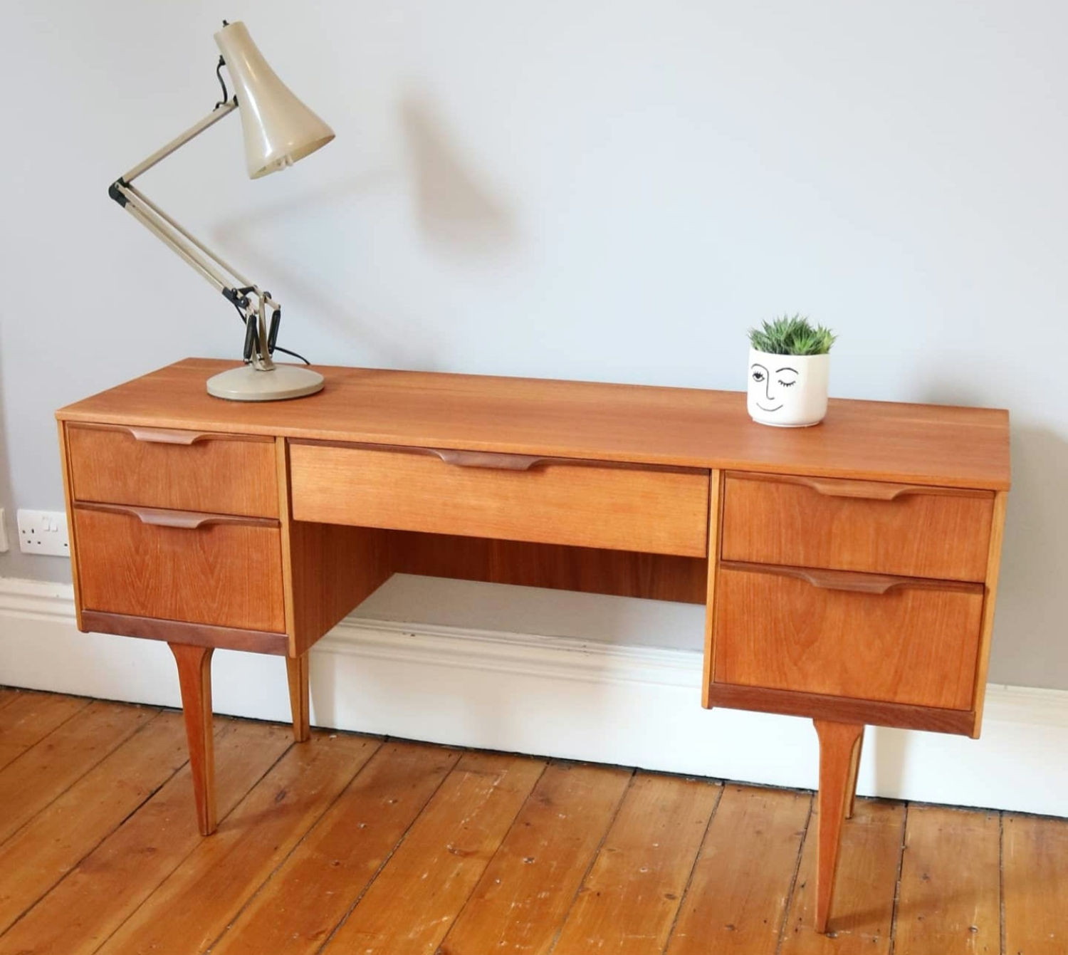 Mid Century Vintage Austinsuite Teak Desk. Fully Restored.