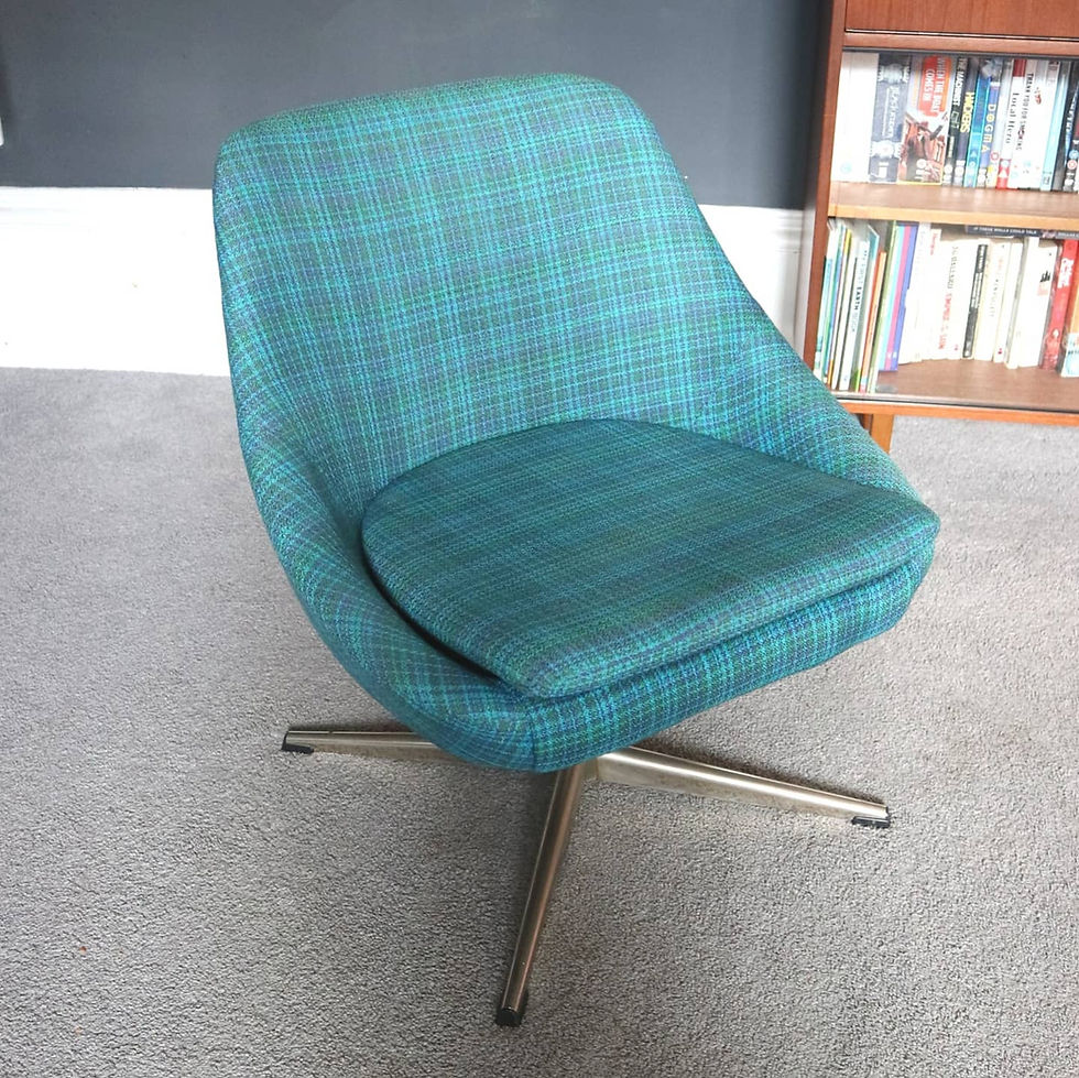 Thumbnail: Vintage Mid Century 1960s Low Swivel Lounge Office Chair