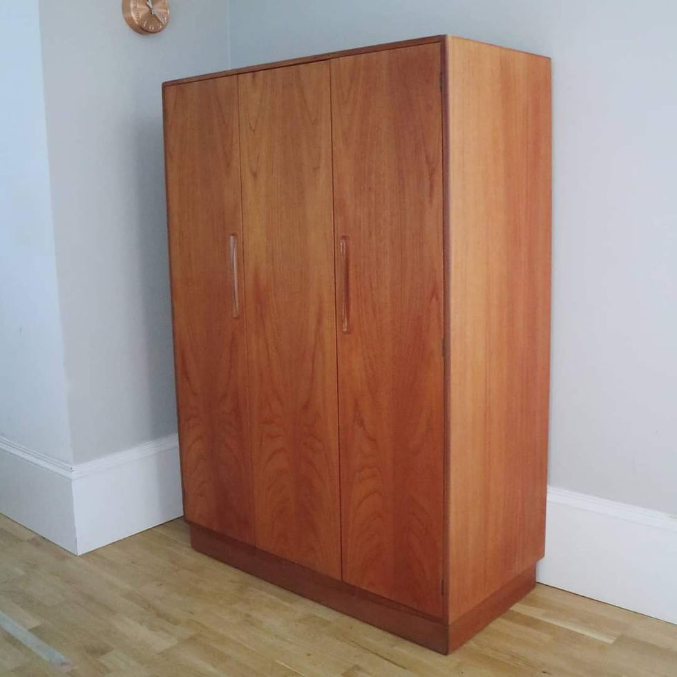 Vintage Mid Century G Plan Fresco Teak Triple Bi Fold Wardrobe
