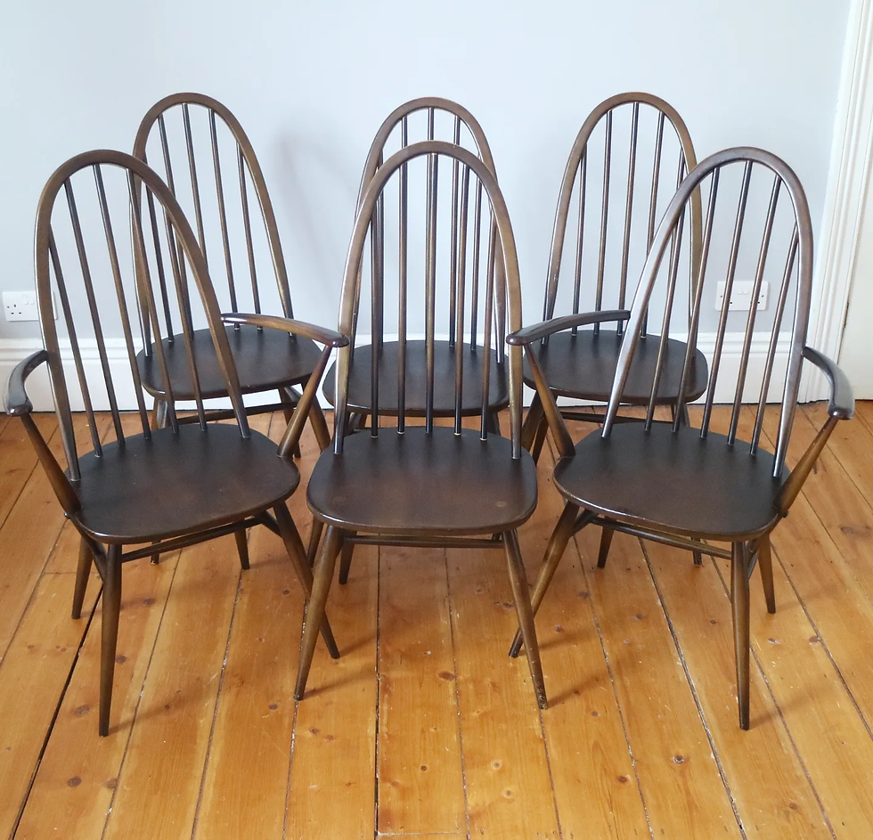 Vintage 1960s Ercol Windsor Quaker Dining Chairs