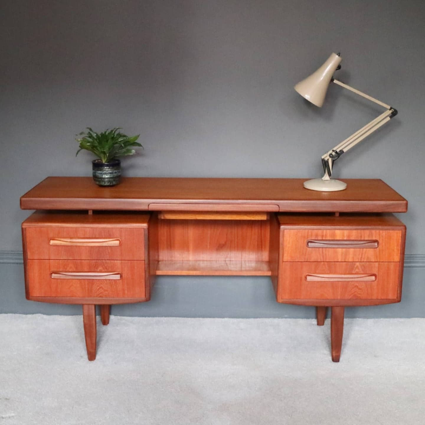 Vintage Mid Century Teak G Plan Fresco Floating Desk. Fully Restored.