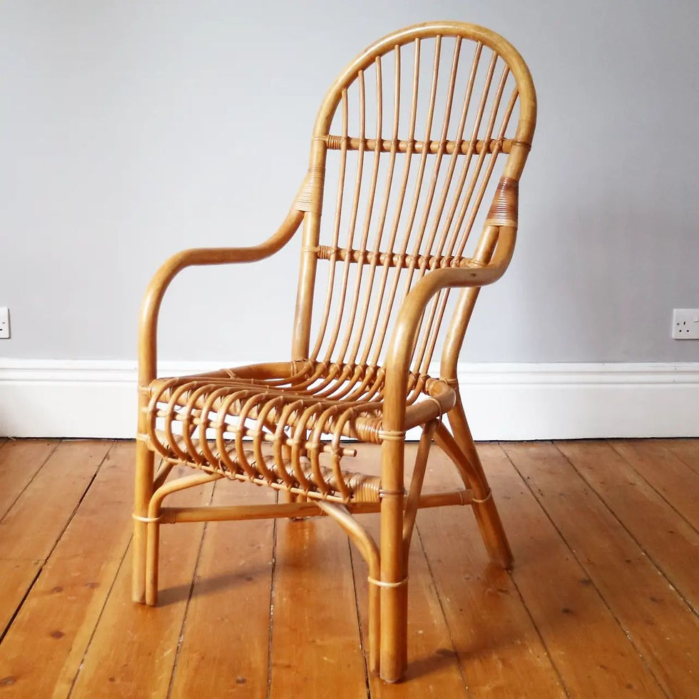Vintage Boho Bamboo Wicker Armchair