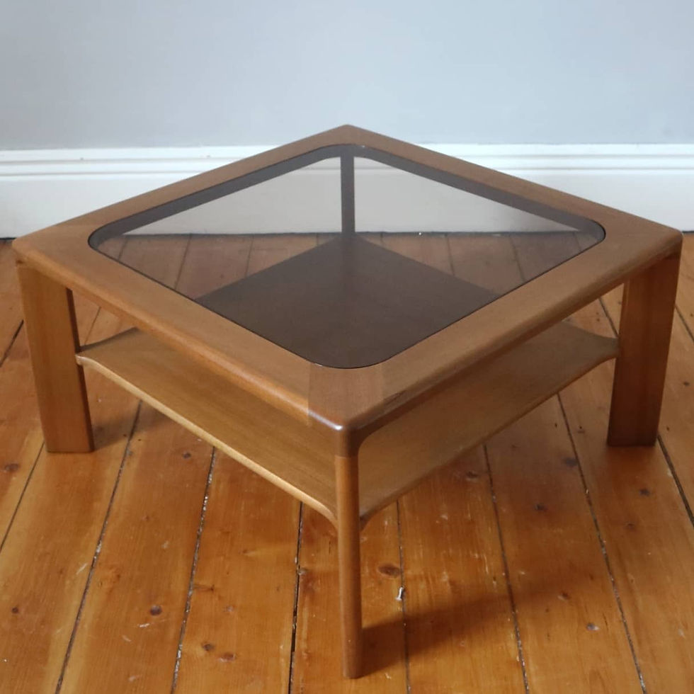 Vintage Mid Century Nathan 1960s Teak Glass Coffee Table