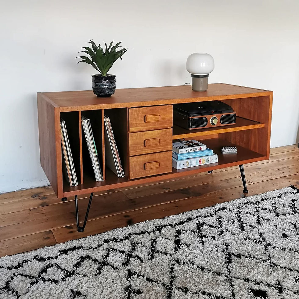 Thumbnail: Vintage Mid Century Teak Media Unit Record Cabinet