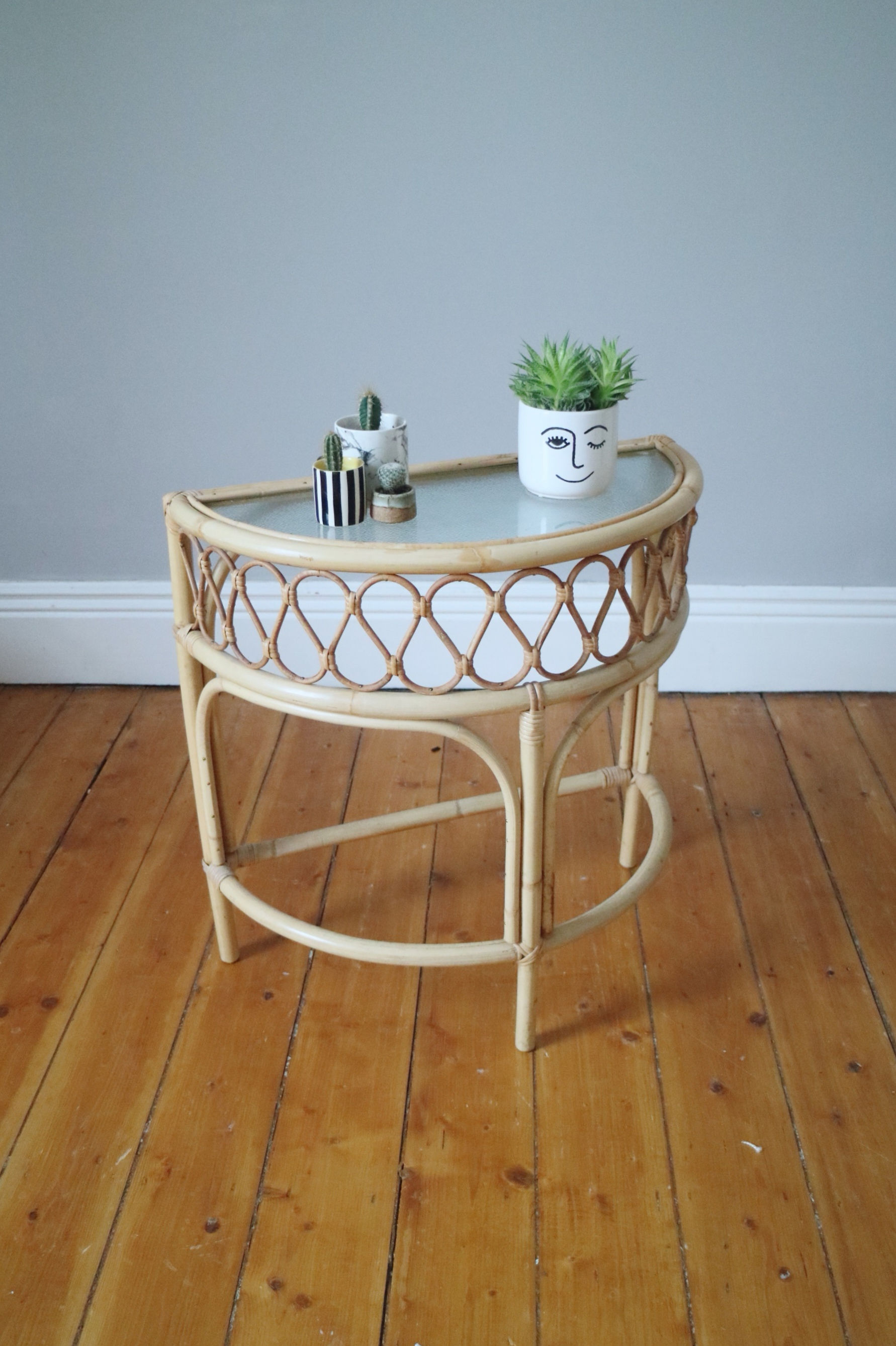 Vintage Bamboo Half Moon Side Table by Angraves