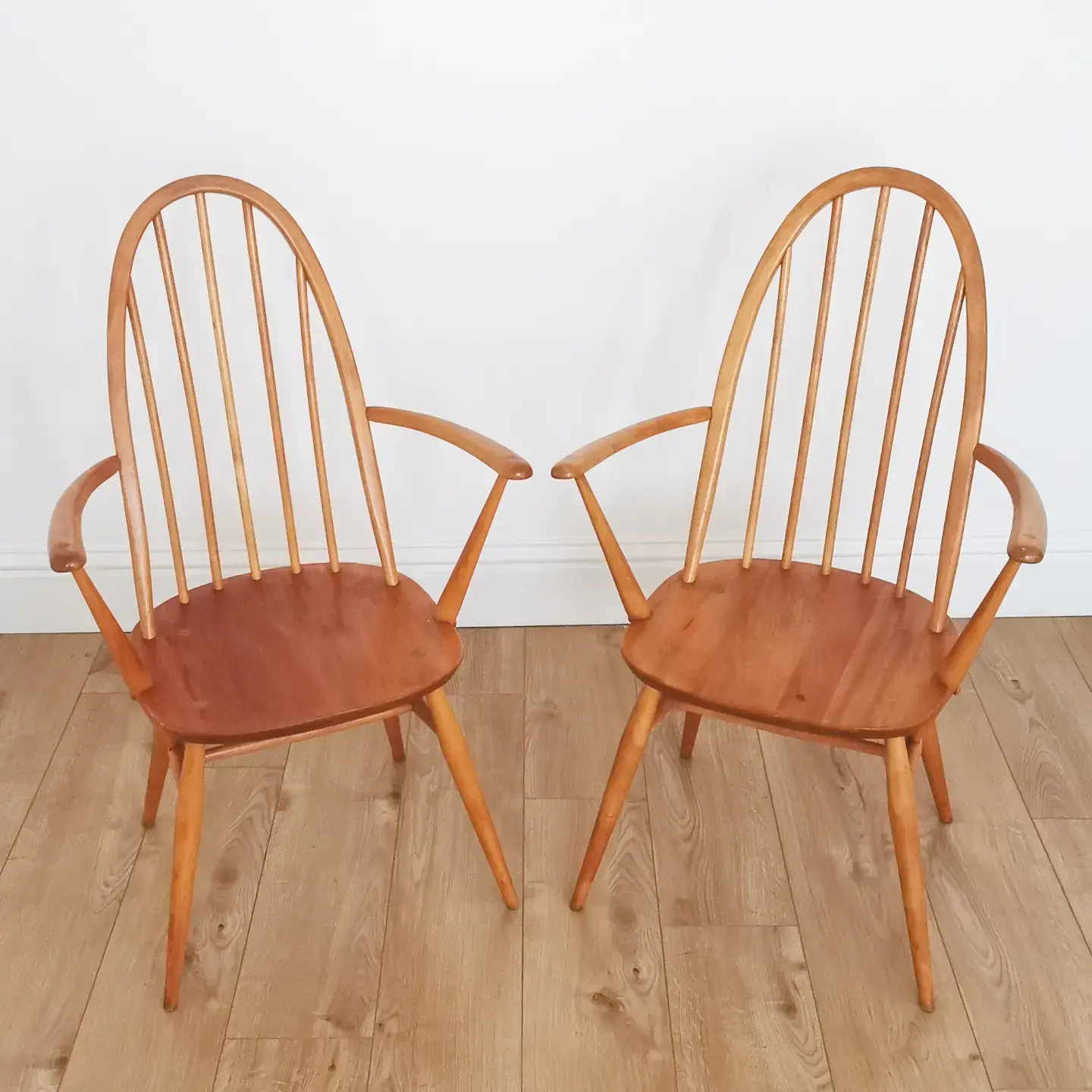 Two Vintage Ercol Windsor Quaker Carver Dining Chairs