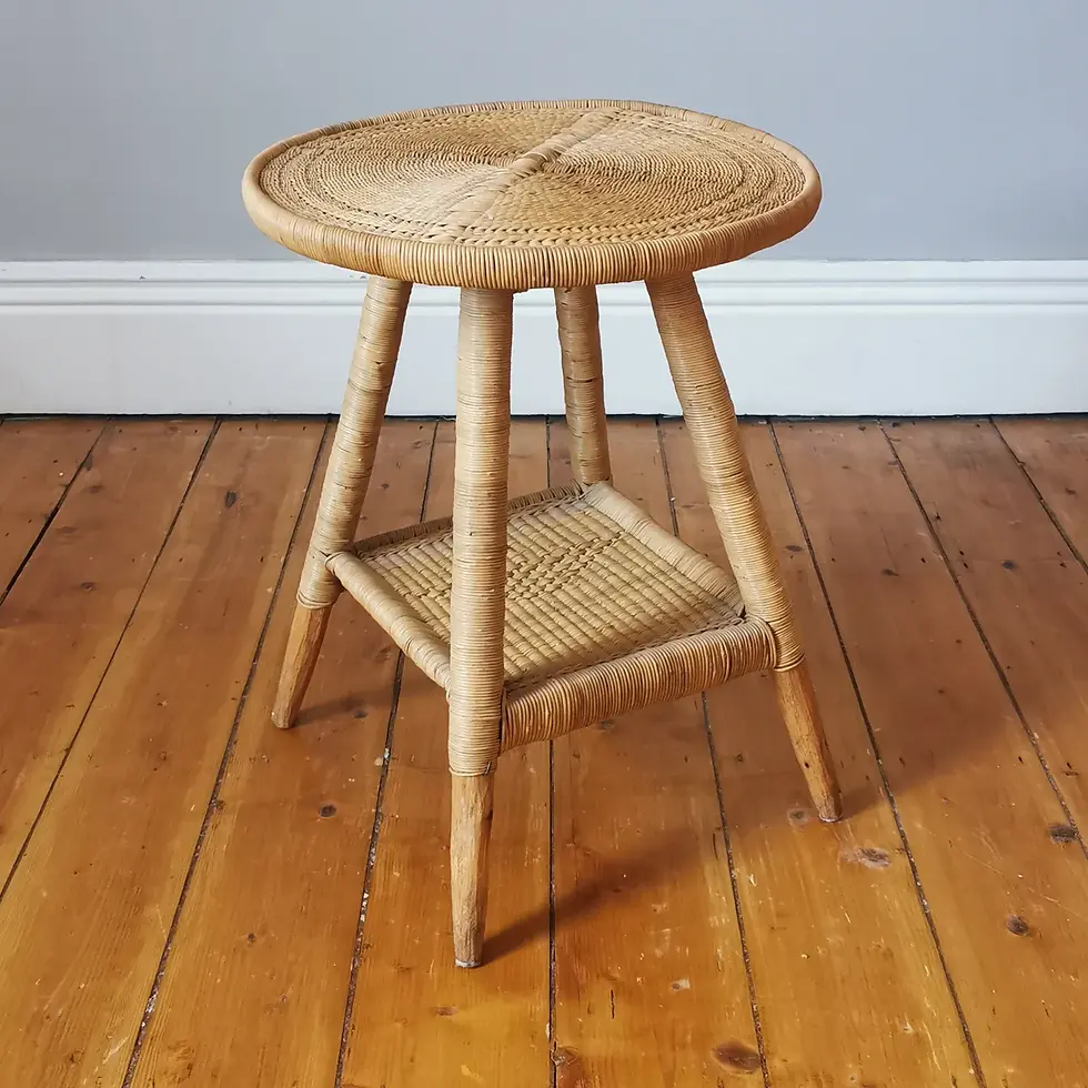 Thumbnail: Vintage Bamboo Wicker Coffee Table