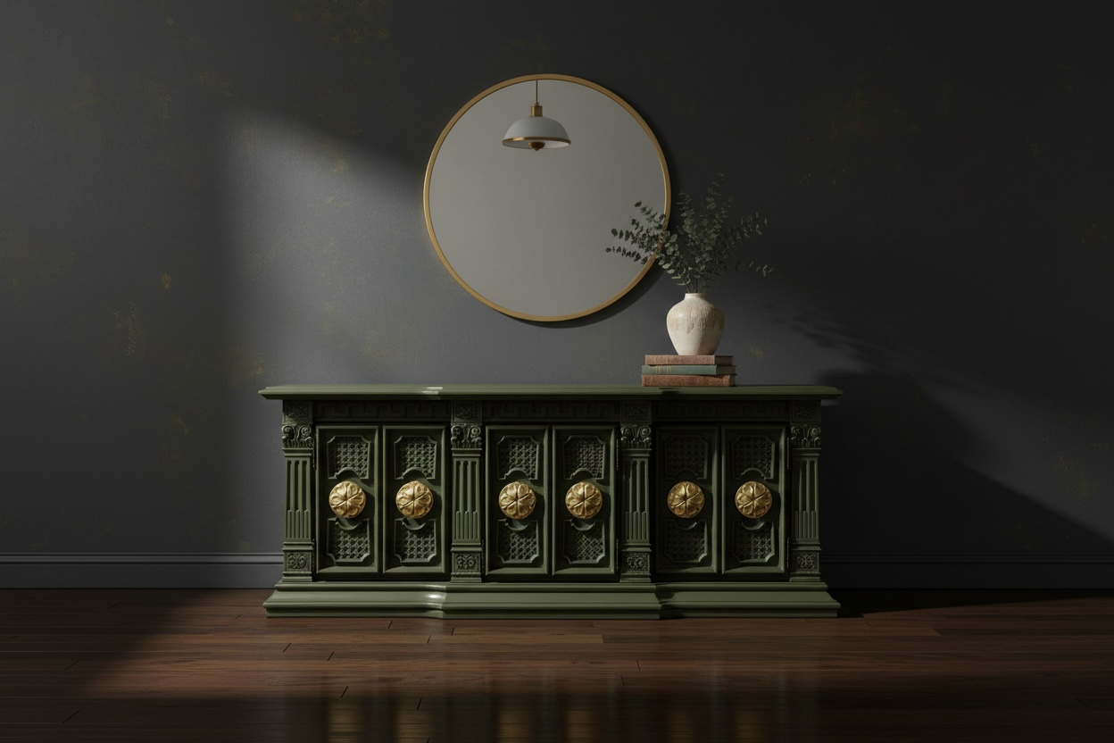 The Briarstone — Refinished 3-Door Buffet in Mountain Olive