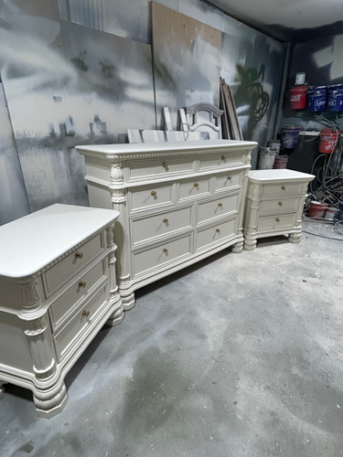 The Waverly Estate Refinished 9-Drawer Dresser & Nightstands in Cottage White | BHBFurniture The Waverly Estate Refinished 9-Drawer Dresser & Nightstands in Cottage White | BHBFurniture