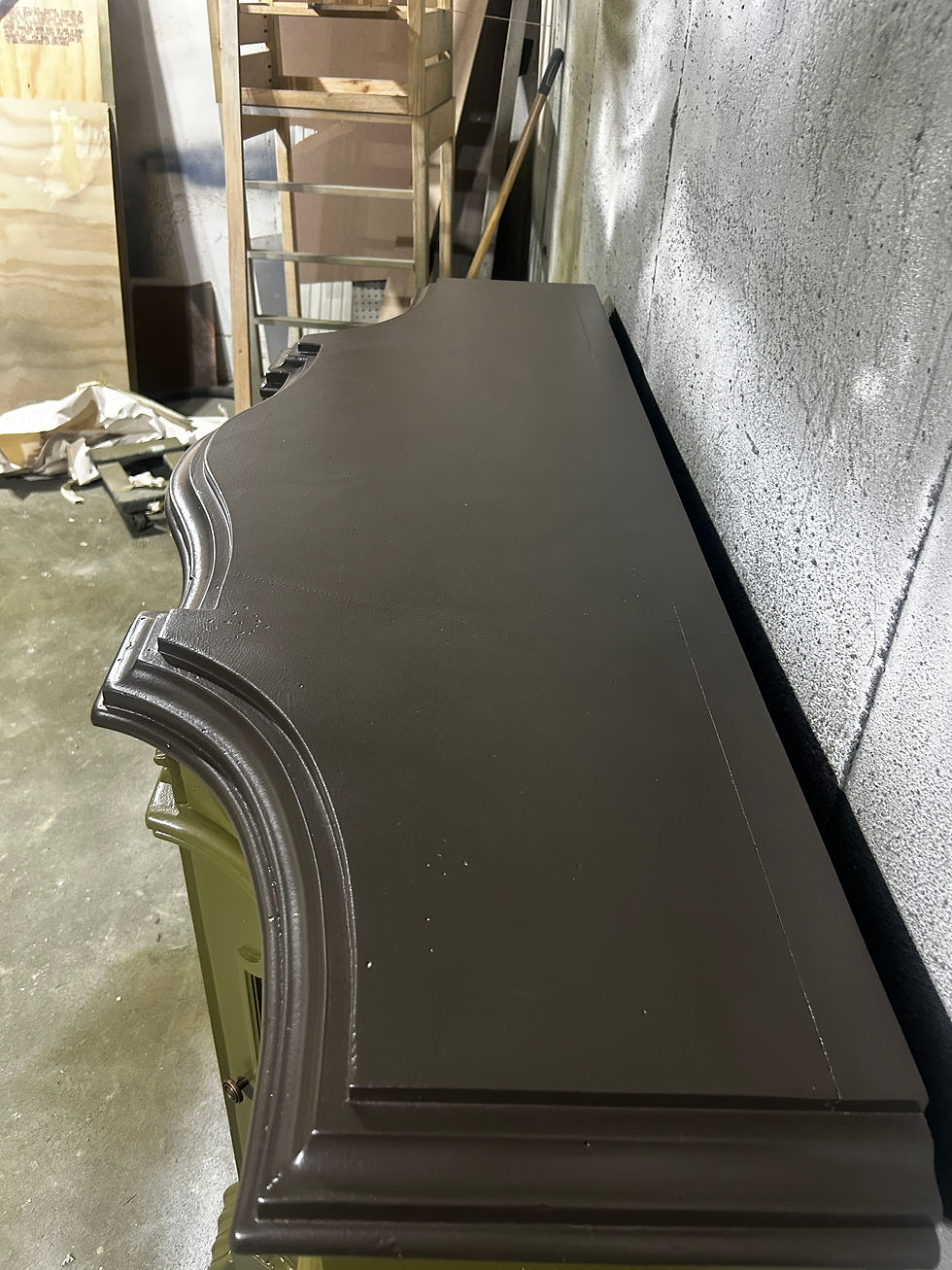 Thumbnail: The Alderwyn — Refinished Buffet in True Olive with Coal Brown Top
