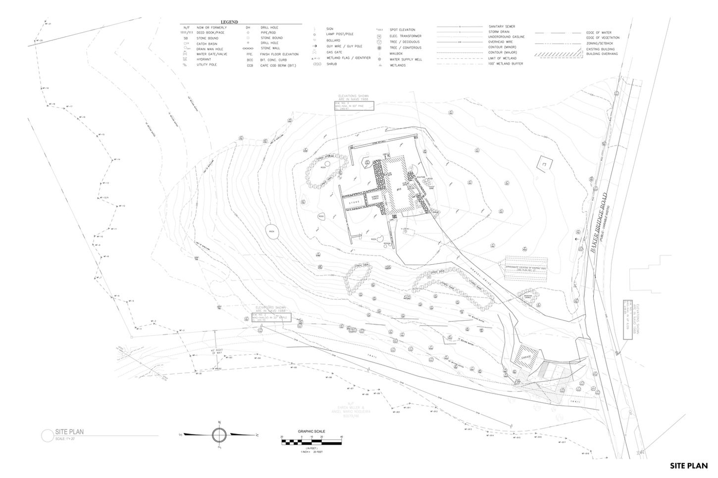 Генплан с общественным туалетом рядом с Gropius House и гаражом, пешеходные маршруты и доступная навигация