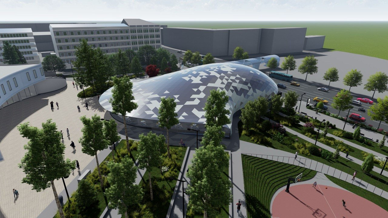 аэрофото торгово гастрономического центра в парке Северная ось Ереван