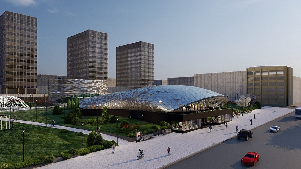 Современный детский культурно-развлекательный центр в Ереване с VR-зонами, торговыми пространствами и амфитеатром, интегрированный в проект «Северная ось».