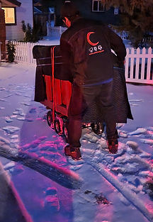 Moving a piano in the snow. All terrain piano dolly snow