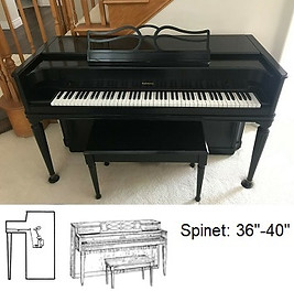 Luna's Piano Movers - Piano Measurements Baldwin Spinet 30inch with diagram