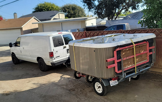 Moving a hot tub using the Spa Dolly system