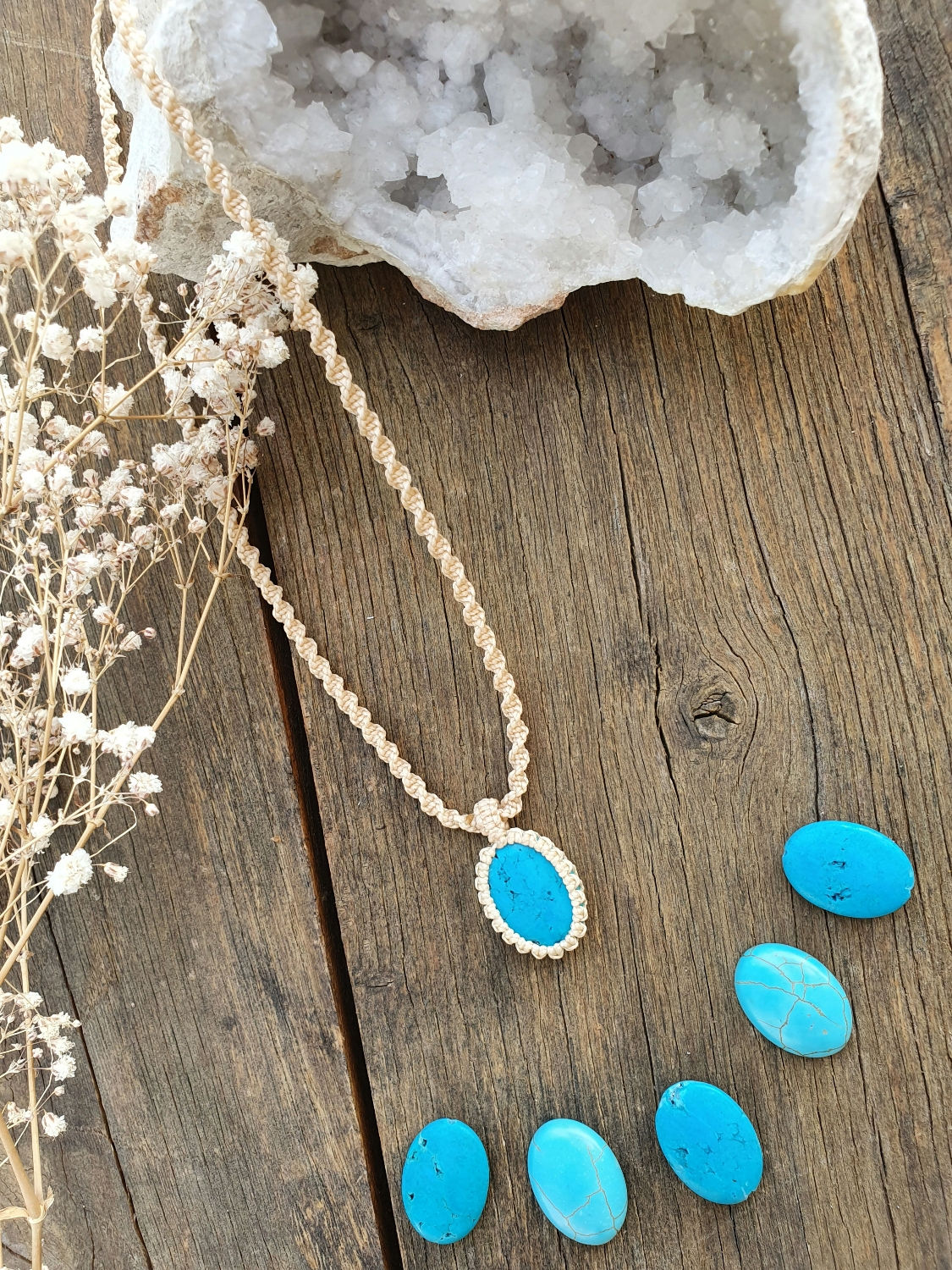 שרשרת מקרמה אבן טורקיז