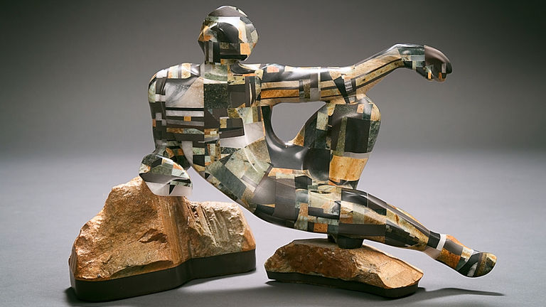 laminated stone miniature rendering of Michelangelo's Creation of Adam painting in the Sistine Chapel