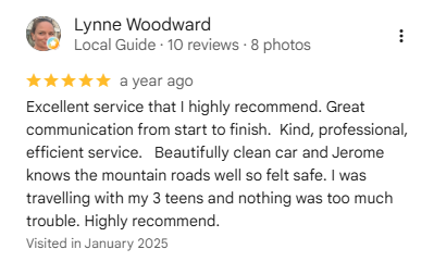 Avis Google de Lynne Woodward, 5 étoiles.