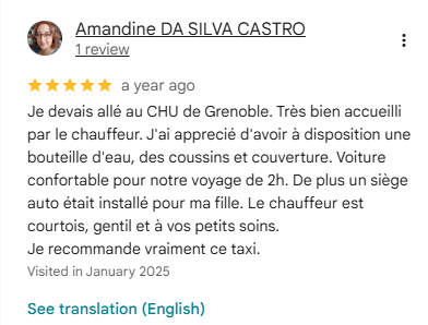 Avis Google de Amandine DA SILVA CASTRO, 5 étoiles.