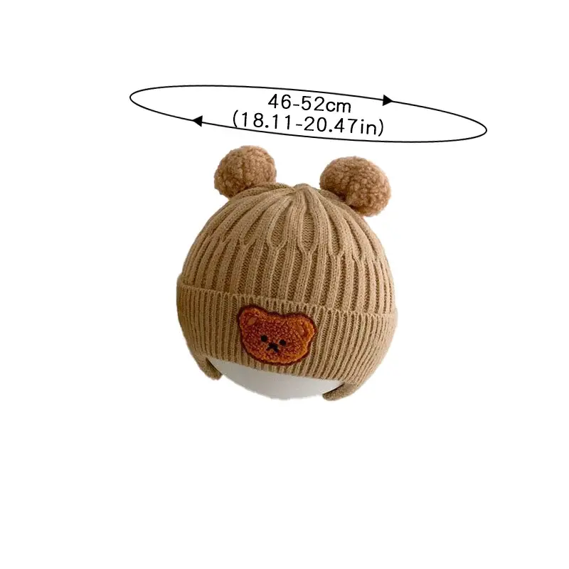 Thumbnail: Baby wool hat cute bear ear protection hat children winter thickened warm knitte