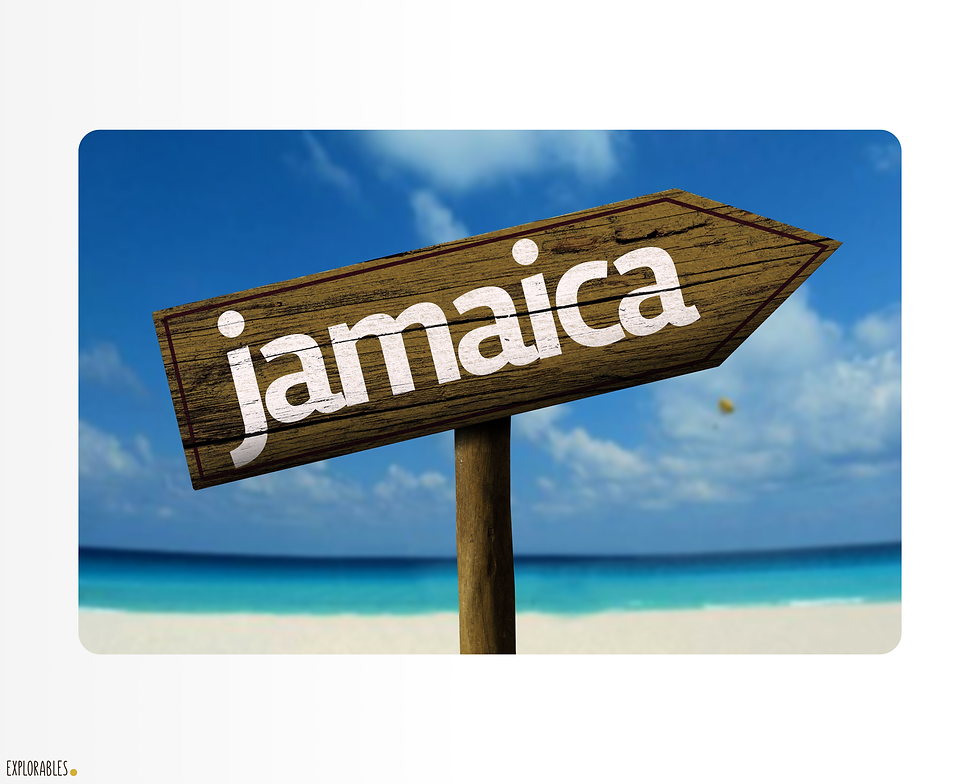 A sign displaying the word 'Jamaica'.