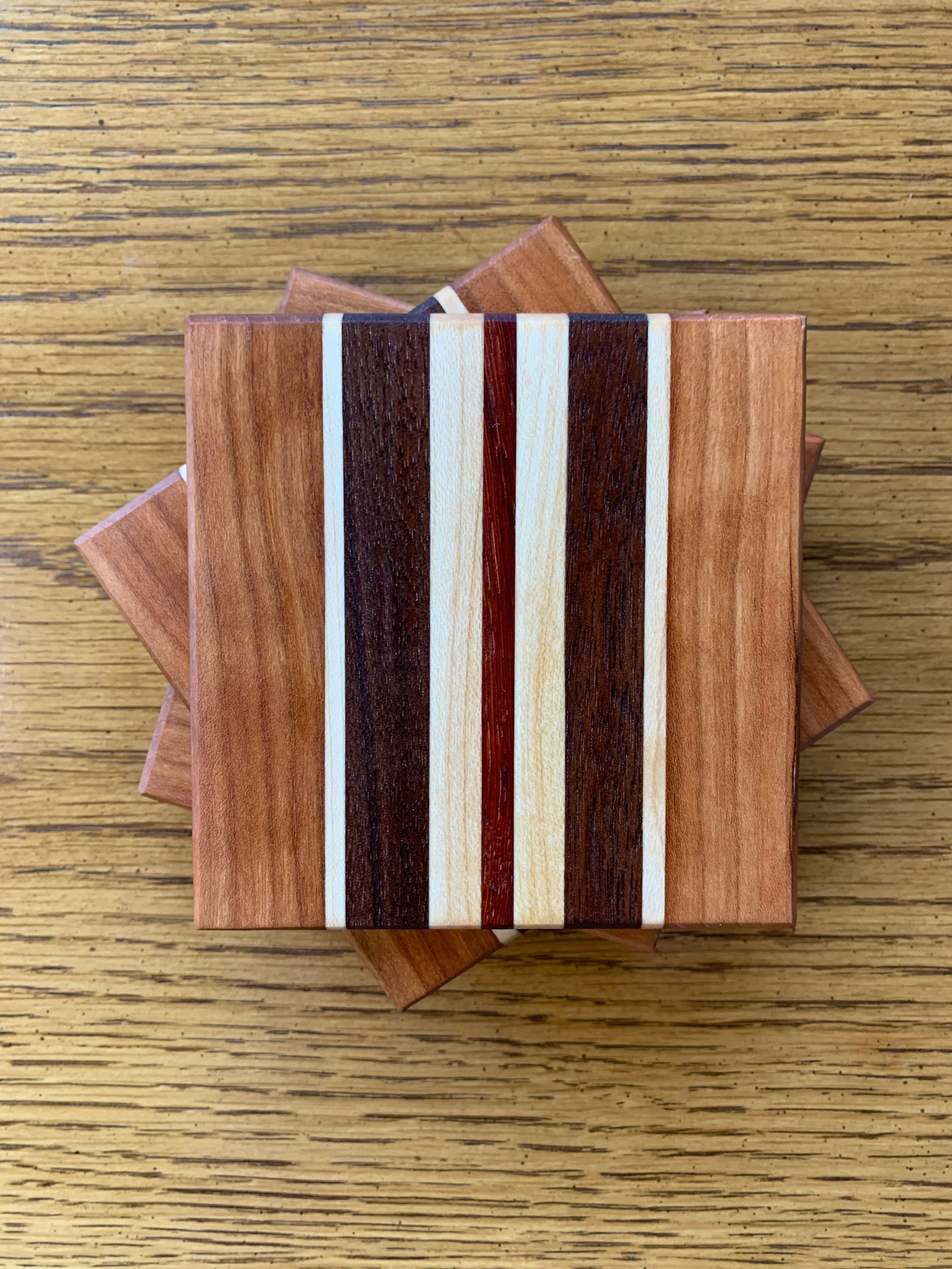 Exotic Padauk, Maple, Cherry, Walnut Coasters