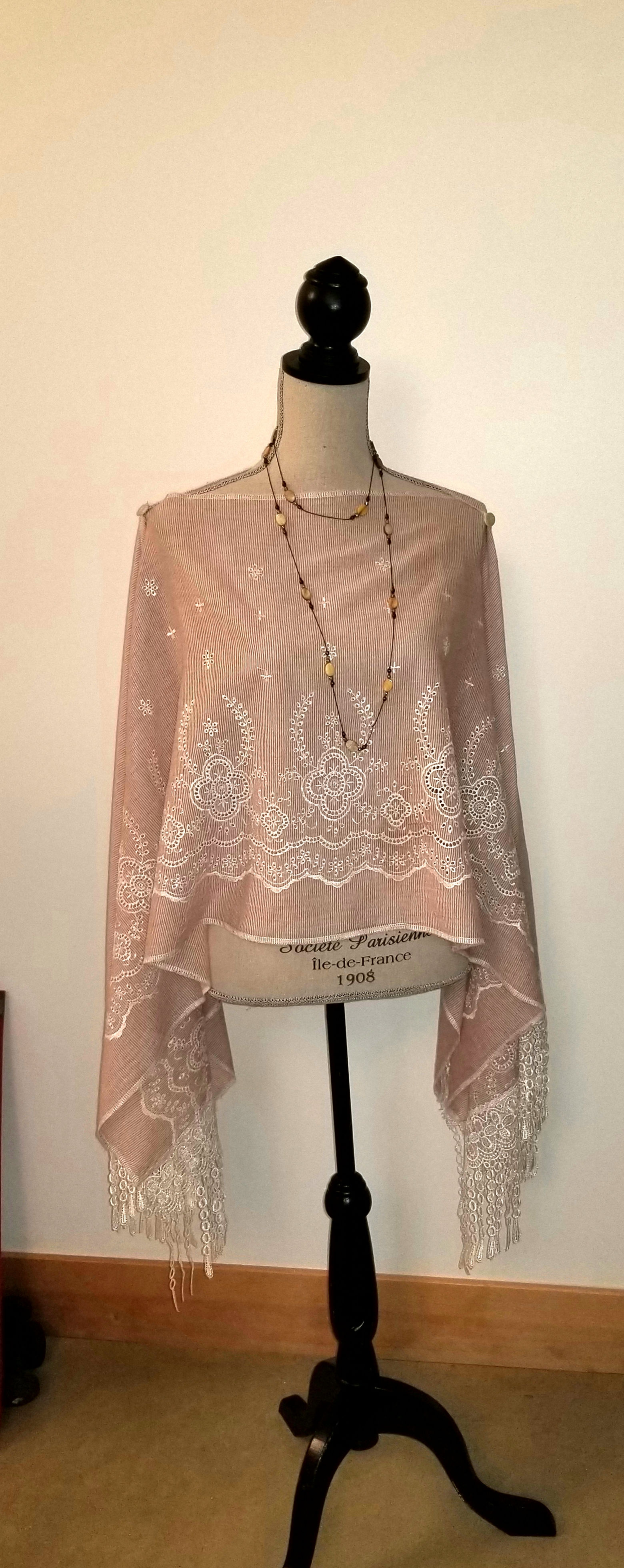 Soft Peach Lace Tassel Detail Wrap