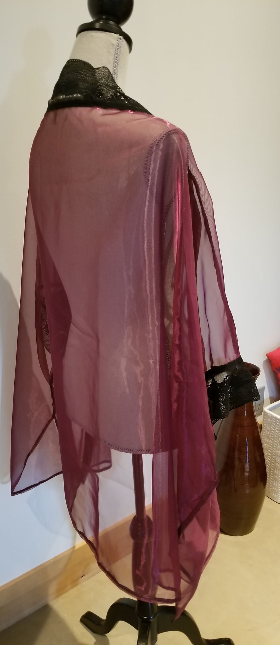 Thumbnail: Sheer Kimono with Black Lace